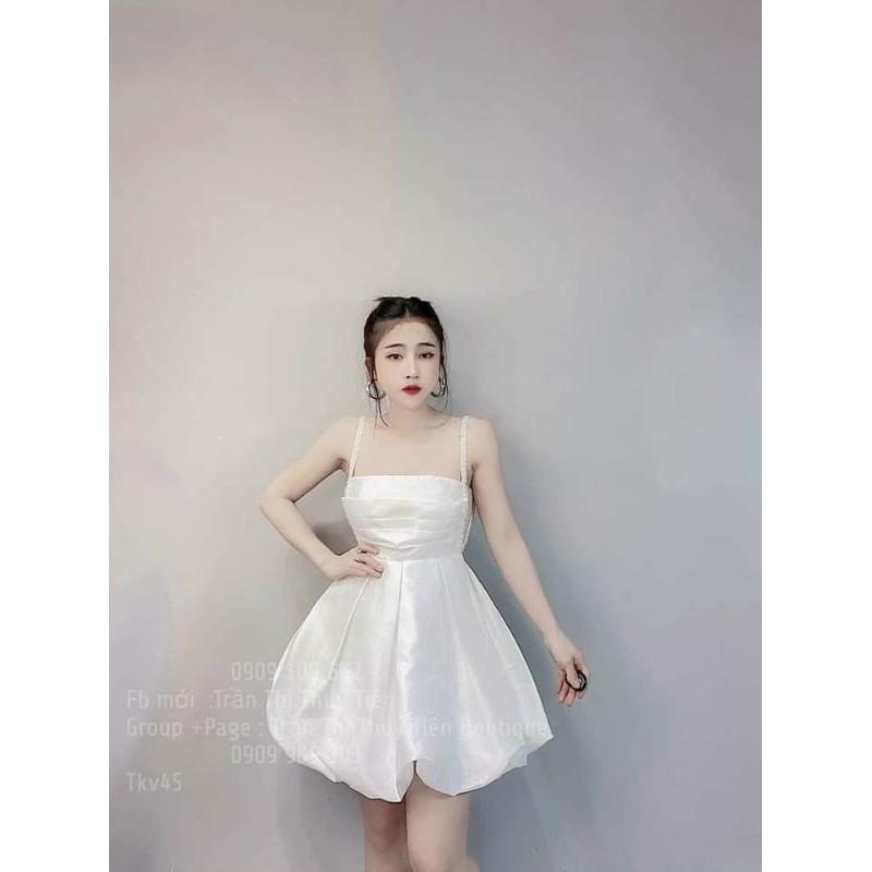 Đầm xòe 2 dây kết đá