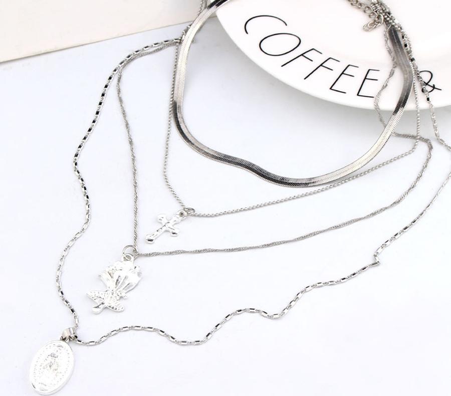 Vòng cổ choker 3 tầng mix Thánh giá và Hoa hồng sexy