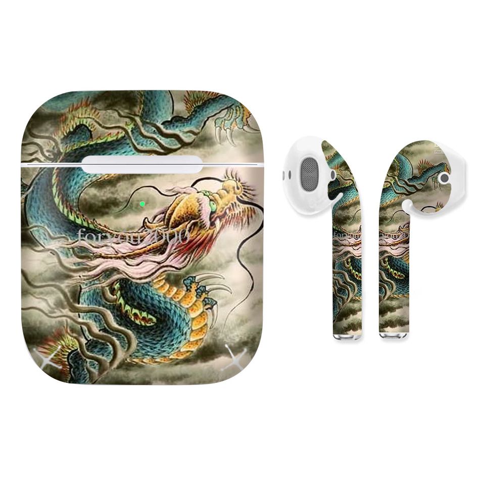 Miếng dán skin chống bẩn cho tai nghe AirPods in hình Rồng Dragon - dra027 (bản không dây 1 và 2)