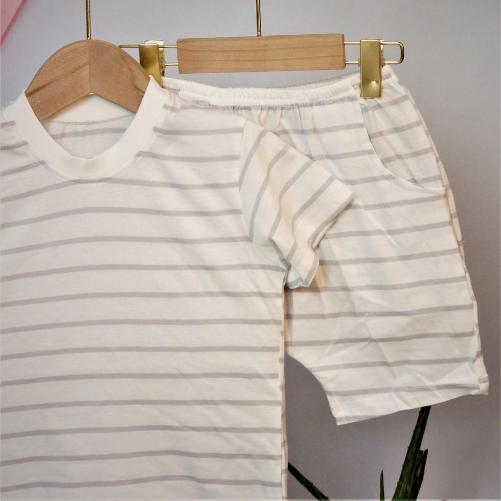 Bộ cộc tay bé trai bộ cộc tay cho bé gái  đẹp cotton mát lạnh kẻ sọc SOC1621