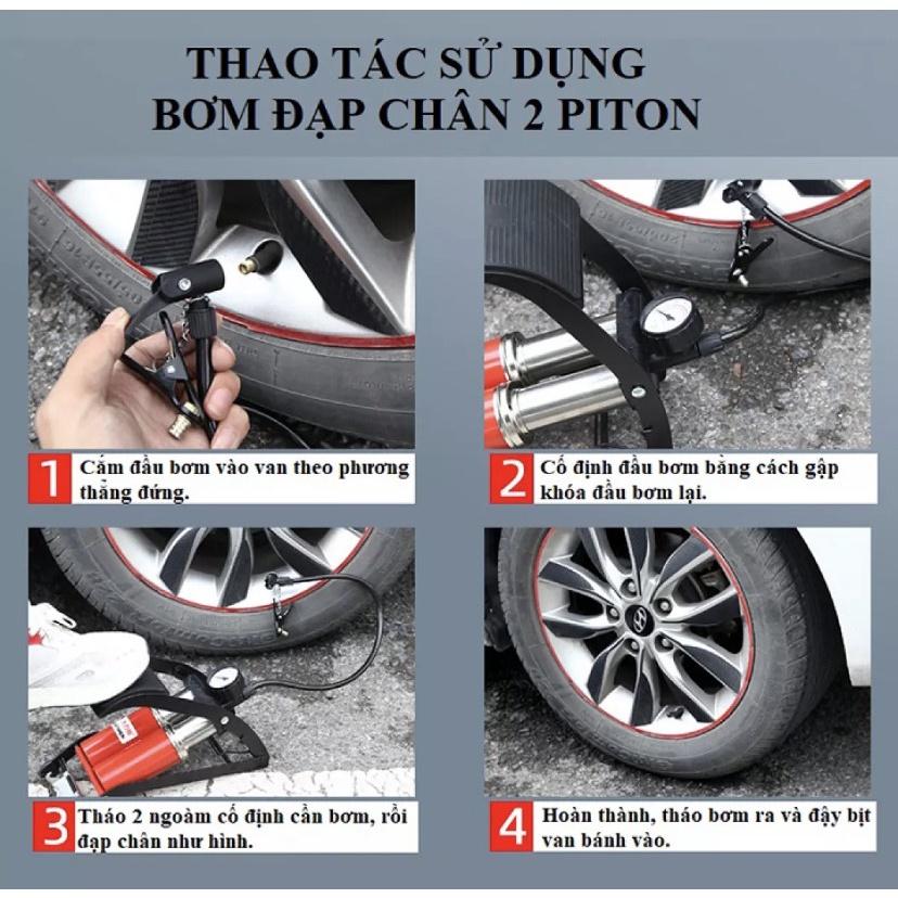 Bơm Hơi Dùng Chân 2 Ống Nén Khí DA LI SHEN - Bơm Hơi Đạp Chân Mini 2 Ống Bơm Ô Tô Xe Máy Xe Đạp Nhỏ Gọn Tiện Lợi