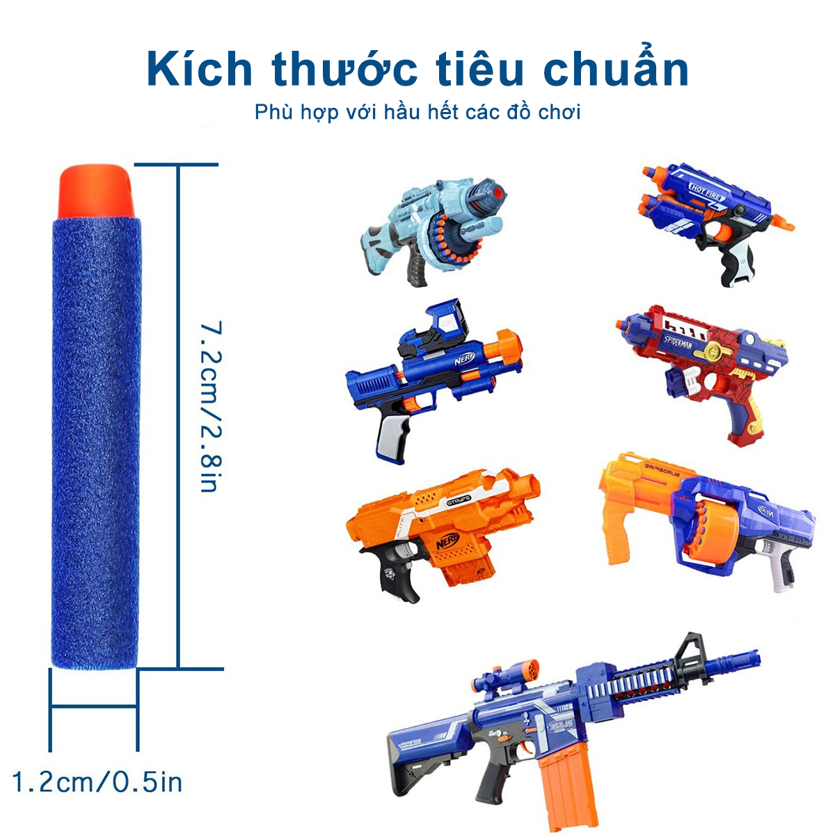 Vỉ 100 cái Que Xốp Đồ Chơi Cho Bé Dành Cho Đồ Chơi Nerf Đạn bọt Đạn bọt que xốp