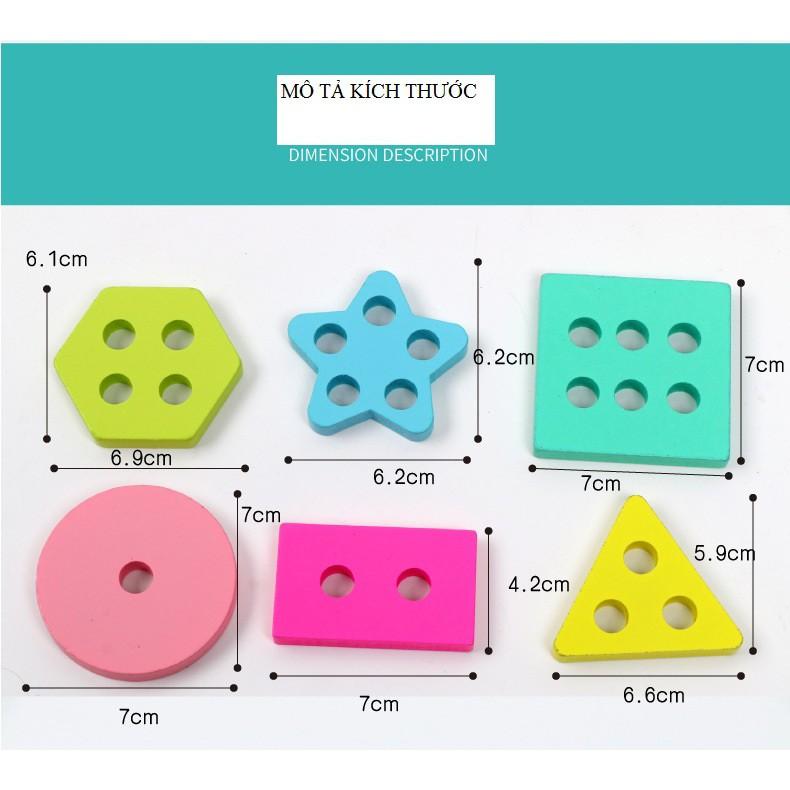 Thả khối vào cọc 6 hình cho bé từ 1y+