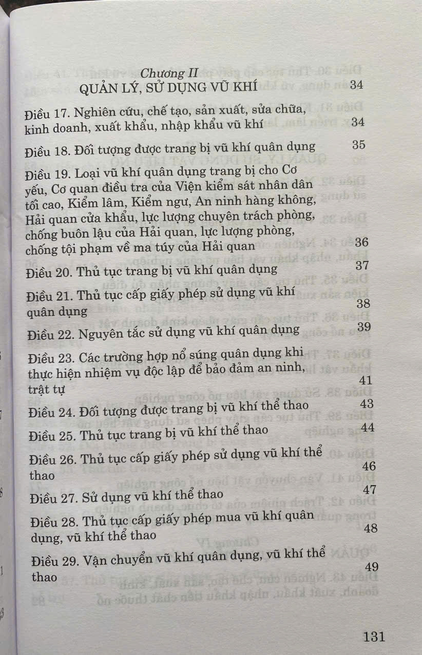 Luật Quản Lý, Sử Dụng V. ũ Khí, Vật Liệu Nổ Và Công Cụ Hỗ Trợ  Năm 2024