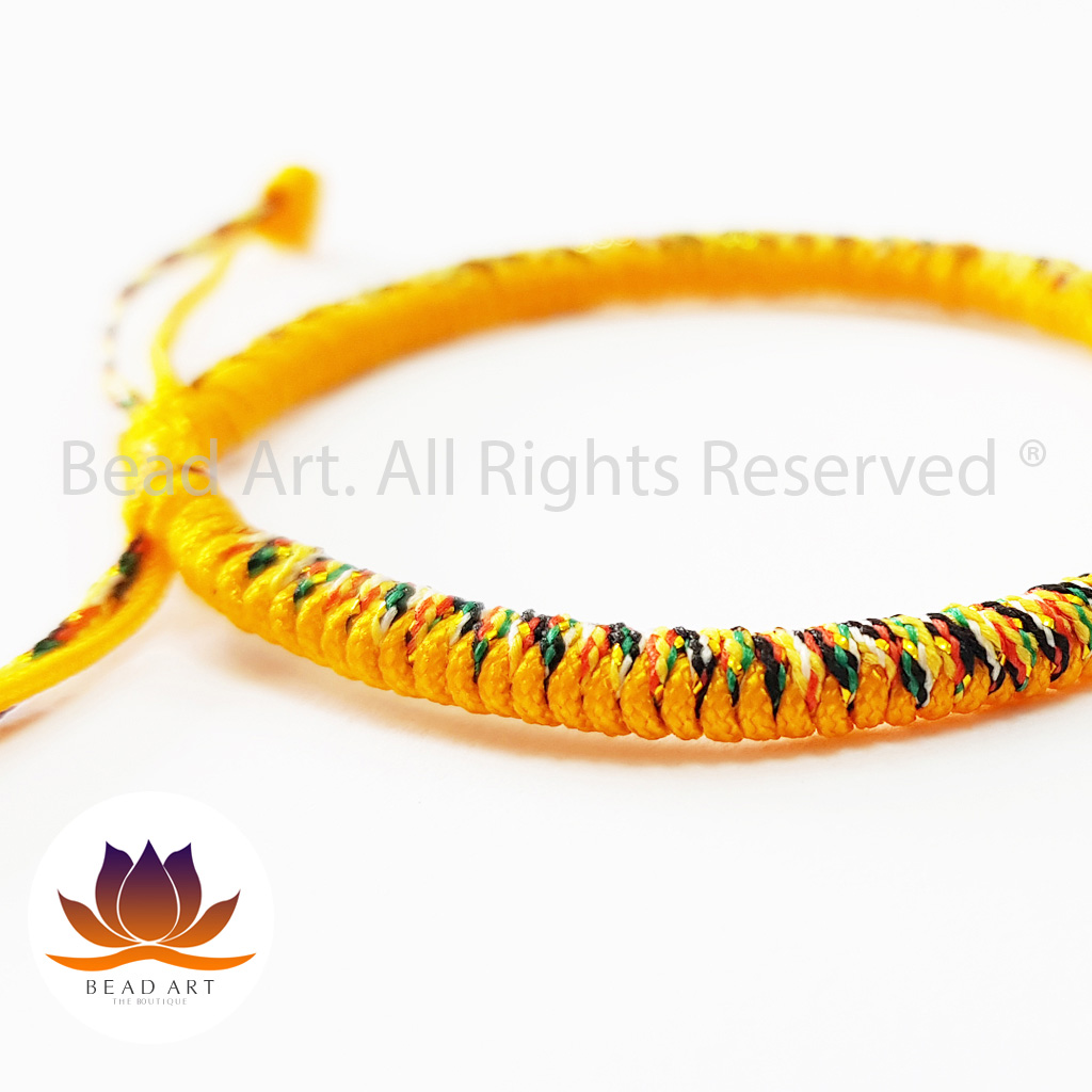 Vòng Tay Dây Ngũ Sắc Thắt Chỉ Màu Tibet Vàng Cam, Hợp Mệnh Thổ, Kim, Vòng Tay Phong Thuỷ - Bead Art
