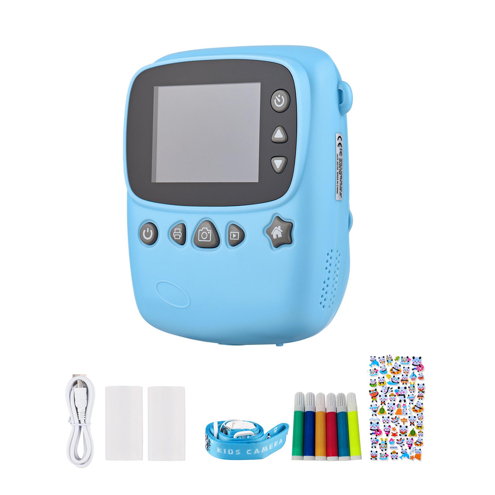 Portable Kids Instant Print Camera Digital Video Camera 1080P 18MP 2.3Inch Screen with Photo Frames Sticker Hanging Rope