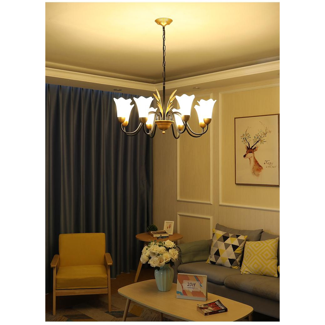 Đèn chùm LED LUXGEN BOE 8 tay trang trí nội thất sang trọng phong cách châu âu ( Tặng kèm 8 bóng LED chuyên dụng )