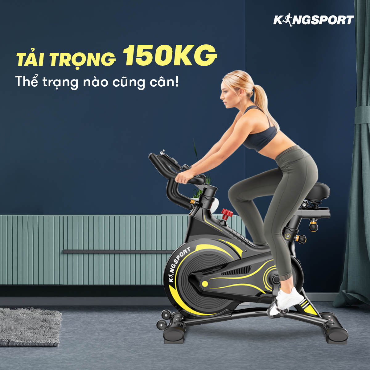 Xe đạp tập KINGSPORT BK-5804 kháng lực từ tính,  tích hợp đồng hồ đo lường chỉ số, cân nặng phù hợp từ dưới 100-110kg