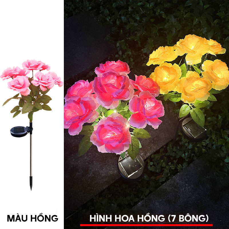 Đèn trang trí năng lượng mặt trời hoa hồng, tích kiệm điện, bóng siêu sáng, chống thấm nước - DA3154