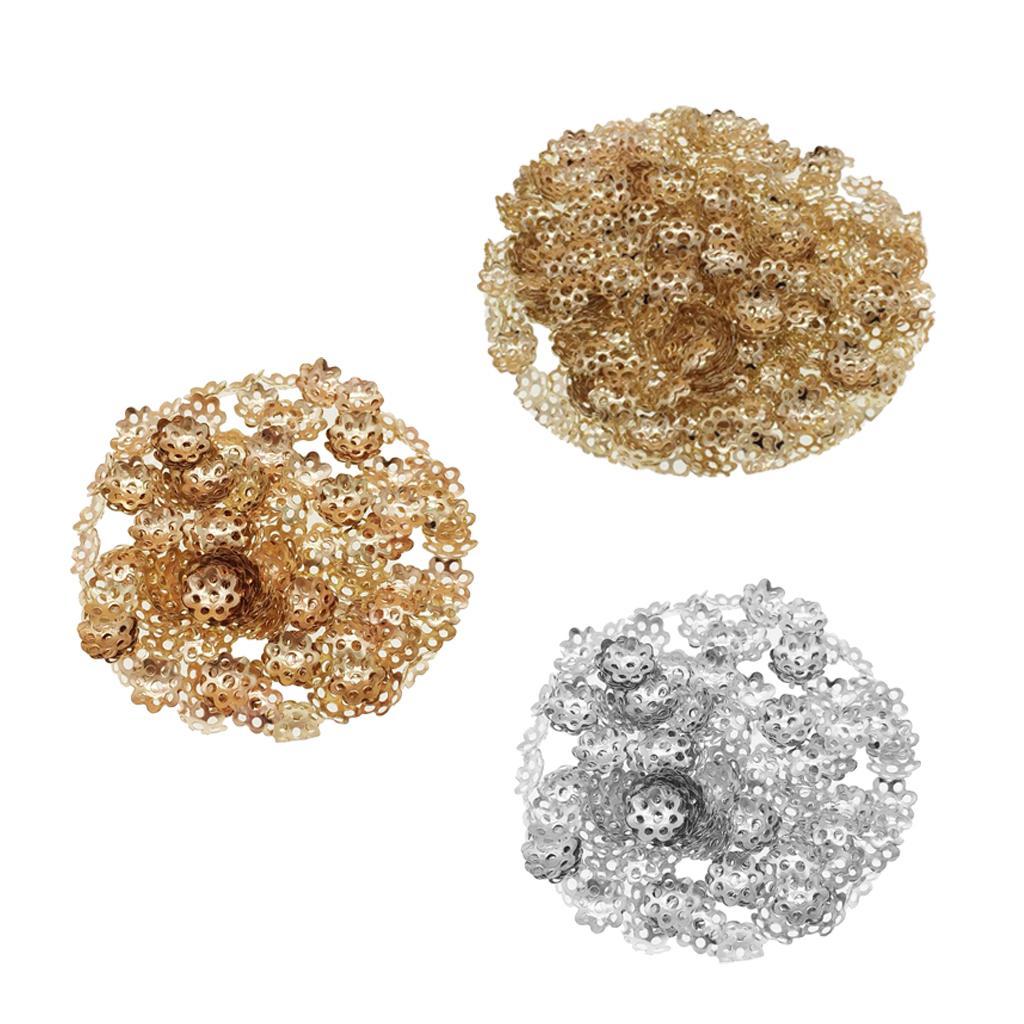 600Pieces Iron Flower Beads Hat Beads Spacer for Jewelry Making 6mm 8mm