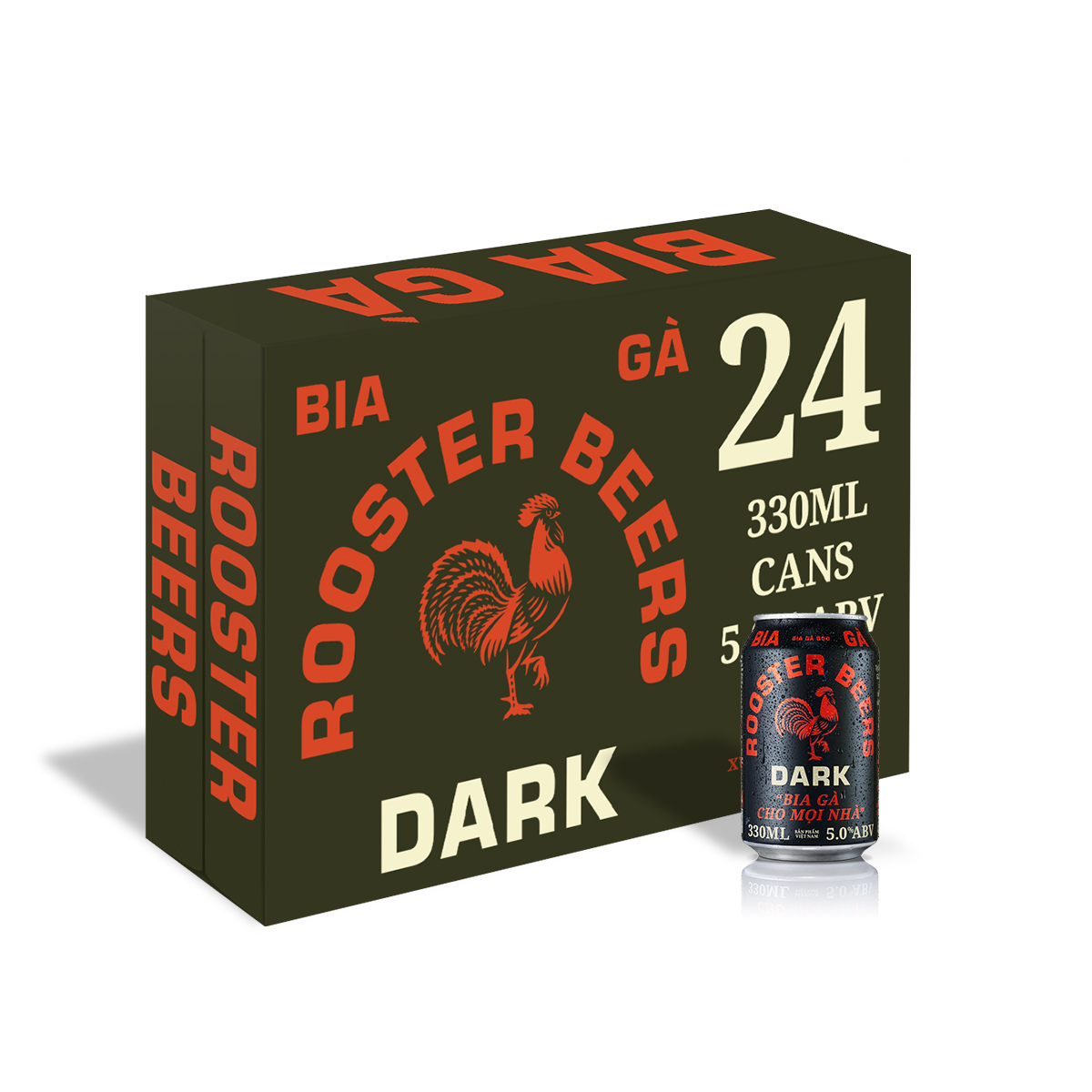 Thùng Rooster Beers Dark (Bia Gà) 24 Lon (330ml/Lon)