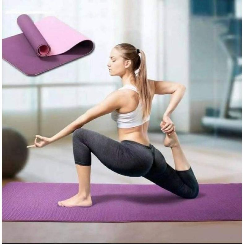 Thảm Tập Yoga Gym Chống Trượt TPE Cao Cấp 2 Lớp Dày 6mm Tập Tại Nhà