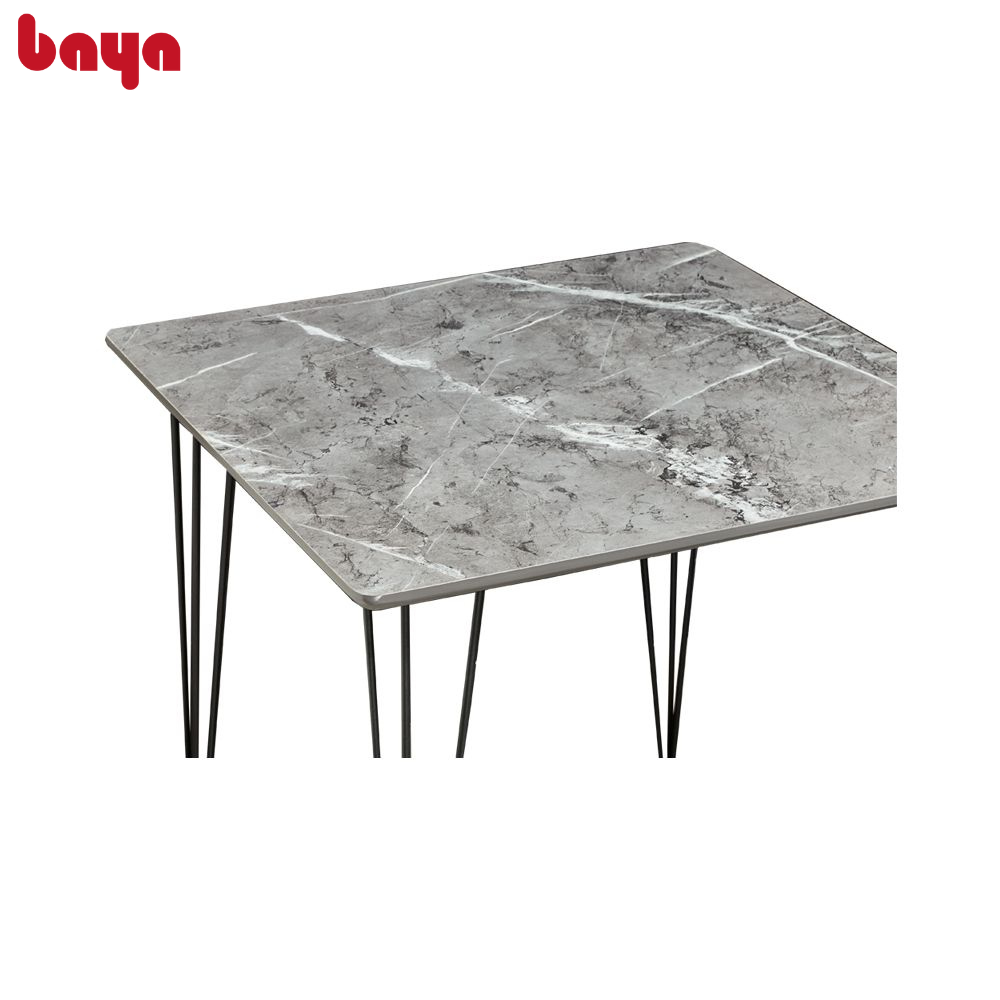 Bộ Bàn Ăn 2 Ghế Màu Xám BAYA VERONA Bề Mặt Gỗ Ván Ép Bền Đẹp, Khung Kim Loại Vững Chắc 6000272