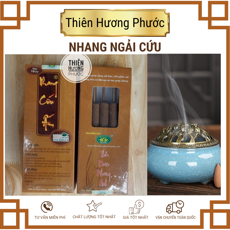 Nhang ngải cứu 10 cây sử dụng hơ ấm vùng huyệt