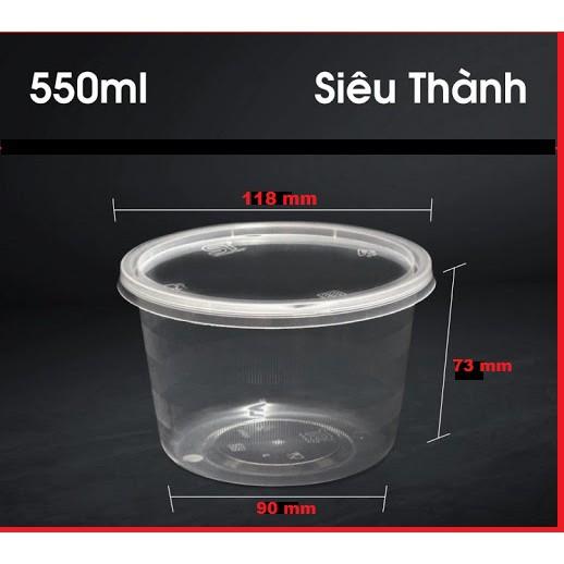 Bộ 10 hộp nhựa tròn 550ml Microwave đựng thực phẩm bảo quản trong tủ lạnh, đựng kim chi