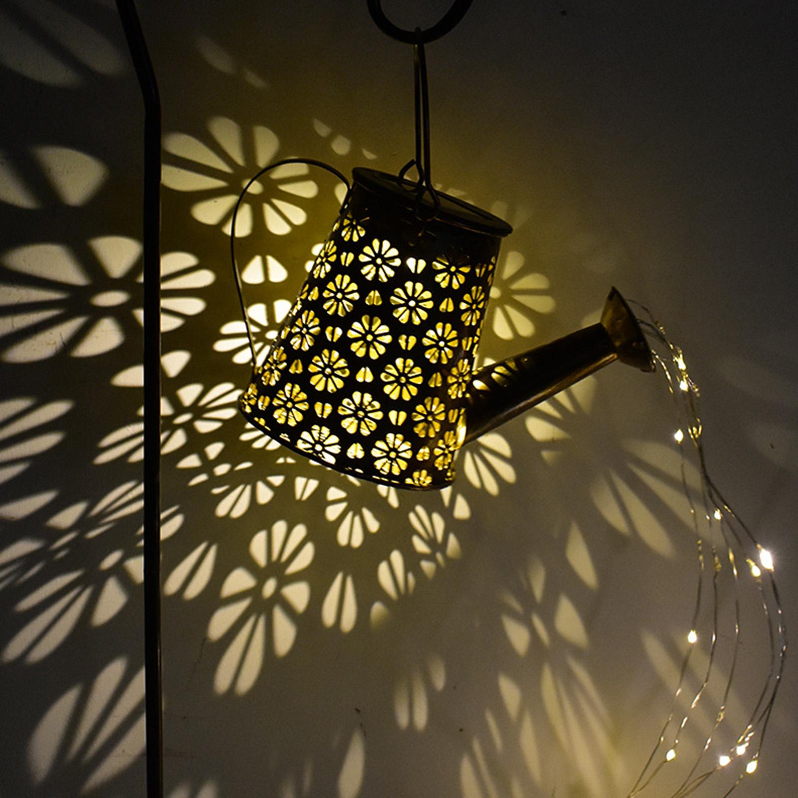 LED Lights Watering Can Outdoor Fairy String Lamp