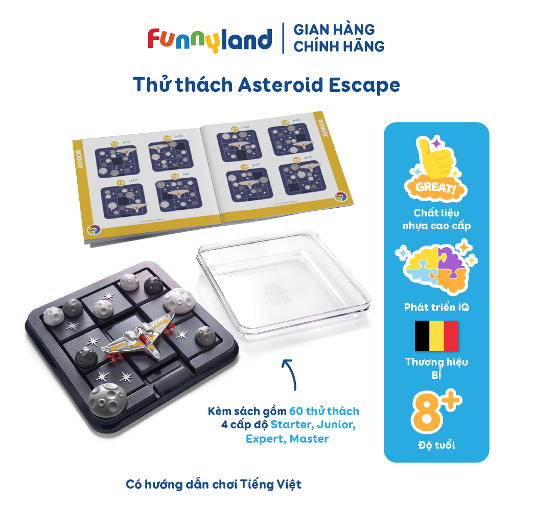 Đồ chơi thử thách trí tuệ Smart Games Asteroid Escape cho bé từ 8 tuổi với 60 thử thách