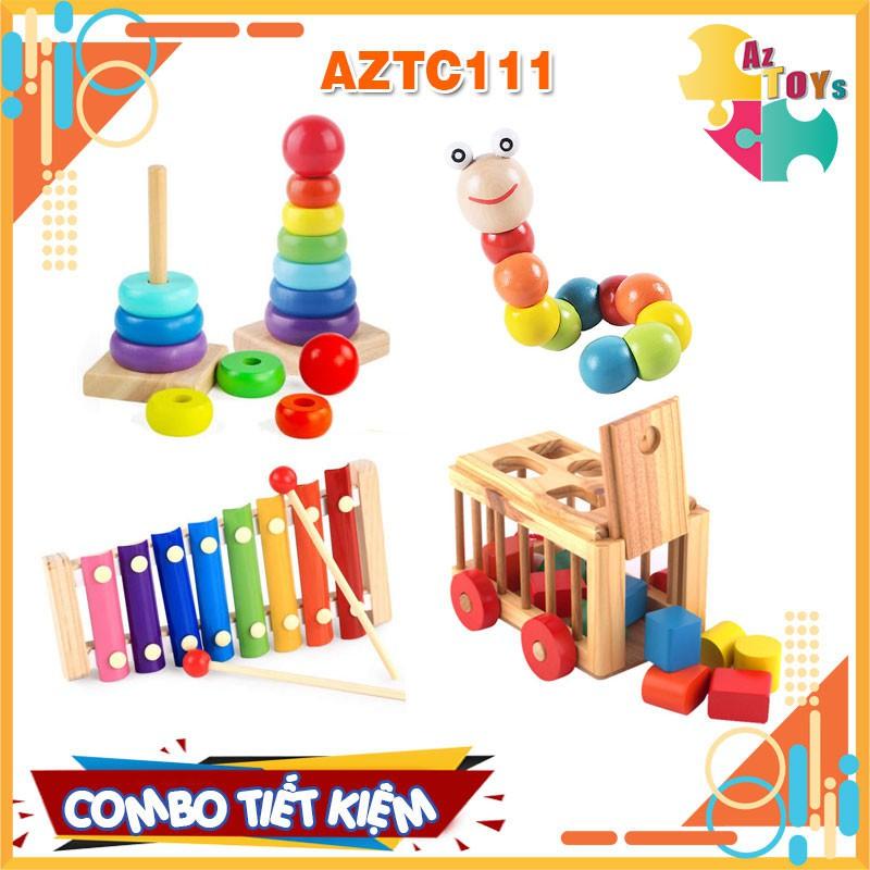 Combo Đồ Chơi Gỗ Montessori Phát Triển Trí Tuệ Toàn Diện Cho Bé Vừa Học Vừa Chơi