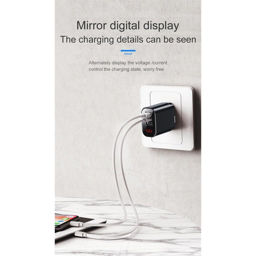 Củ sạc đa năng 4 cổng USB Baseus Mirror Lake Digital Display ( 30W, 4 Ports USB, Travel Charger)