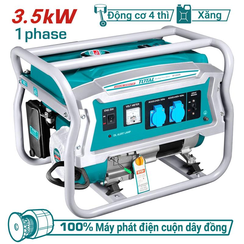 MÁY PHÁT ĐIỆN DÙNG XĂNG BH 12 THÁNG TOTAL TP135006 - HÀNG CHÍNH HÃNG