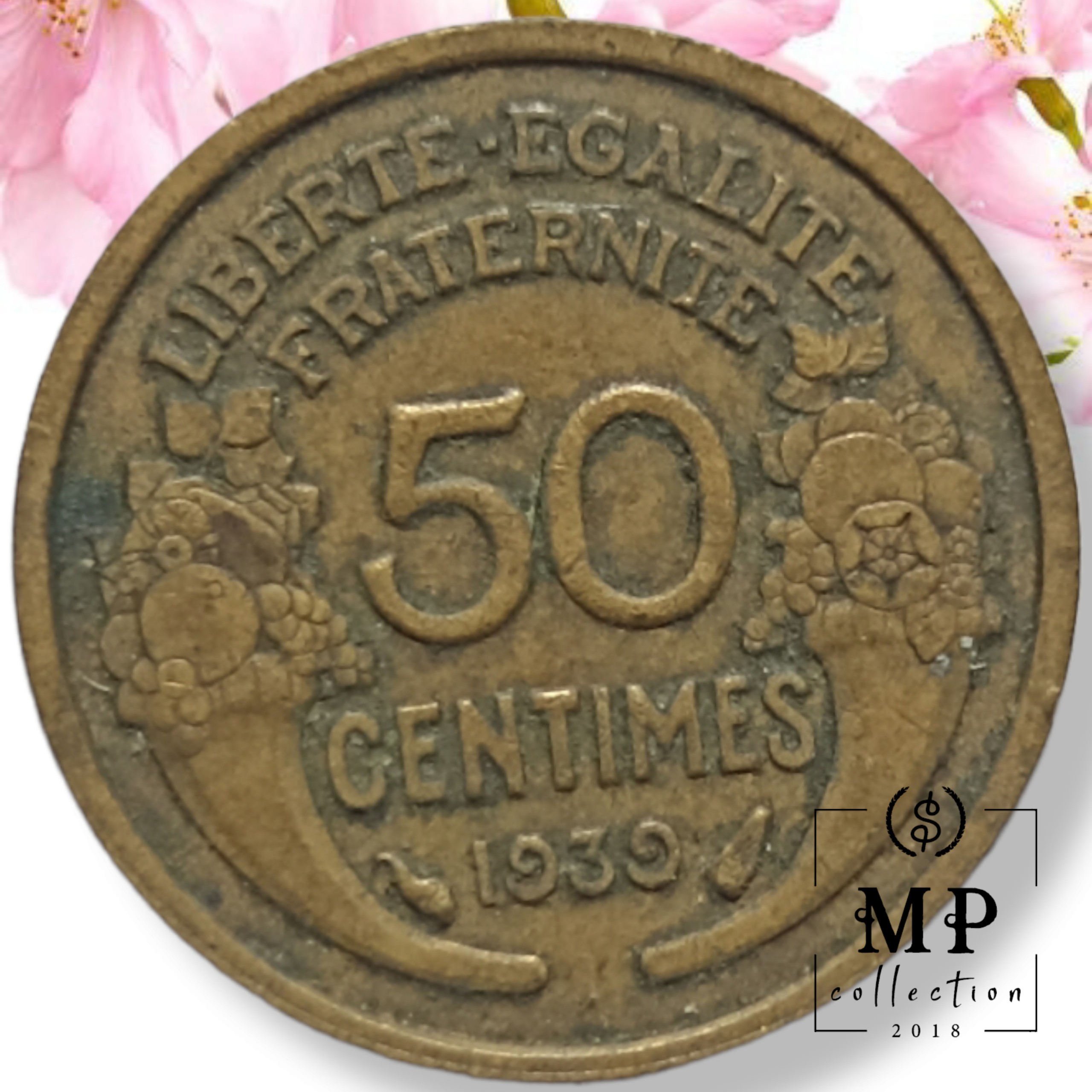 Đồng xu Pháp cổ 50 centimes năm phát hành 1937,1938,1939