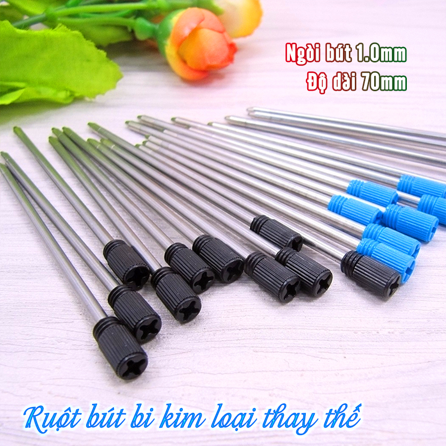 Combo 10 Ruột bút ký Bi kim loại 70mm 62mm 55mm ngòi 1.0mm thay thế - Ruột bút bi kim loại thay thế