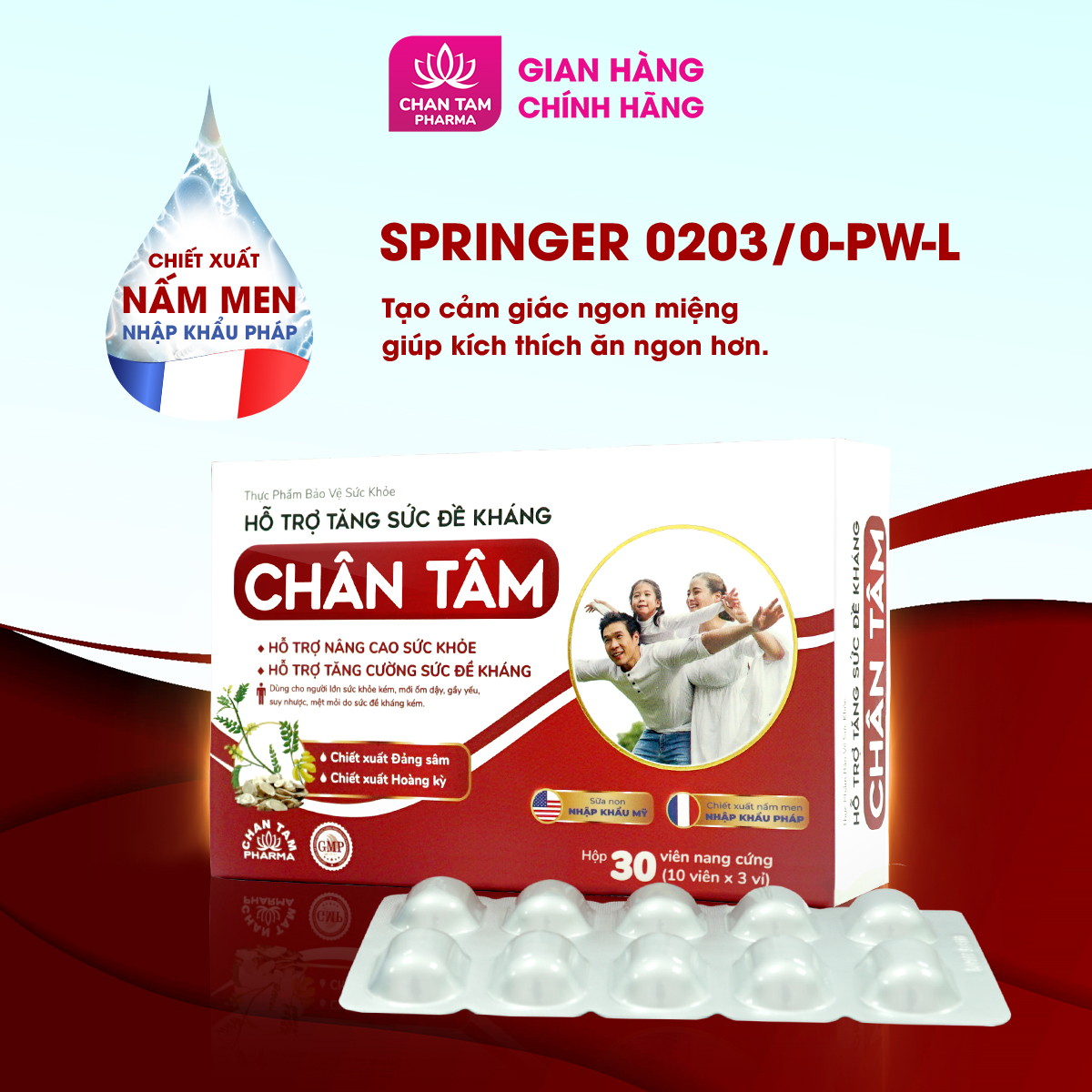 Viên uống tăng sức đề kháng Chân Tâm hỗ trợ giảm mệt mỏi, suy nhược