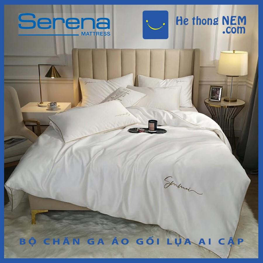Bộ ra giường Lụa Ai Cập SERENA Tencel Sumoi Cao Cấp set 4 món - 5 món chăn ga vỏ gối - Hệ Thống Nệm