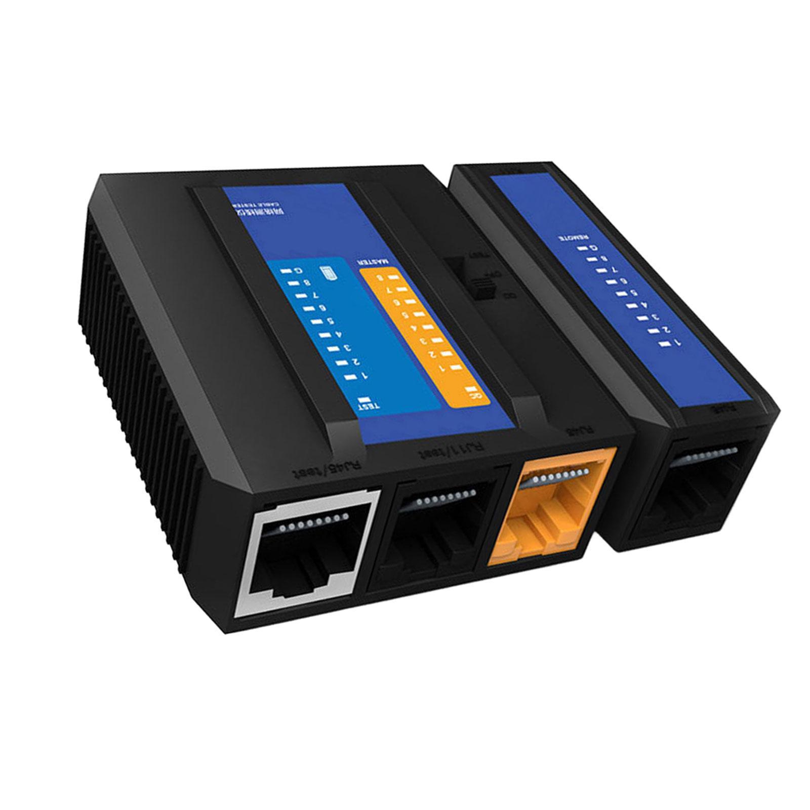 Network Tester/ Telephone Line Ethernet Cable Tester/ 3 RJ45 +1 RJ11 Port Multifunctional 2 in 1 Line / Network Cable Tester Tool