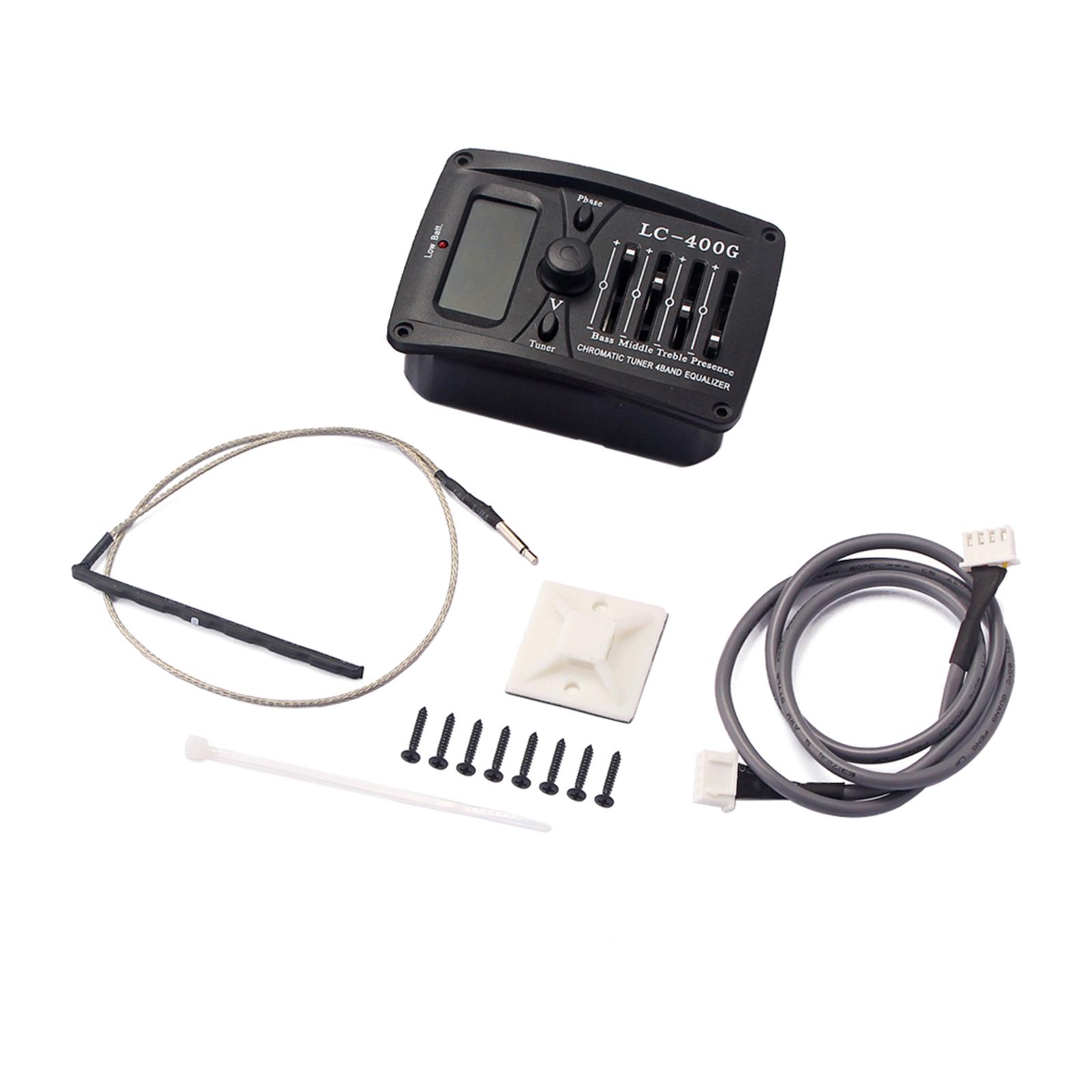 4-Band EQ Equalizer Acoustic Guitar Preamp Piezo Pickup with LCD Tuner Accs