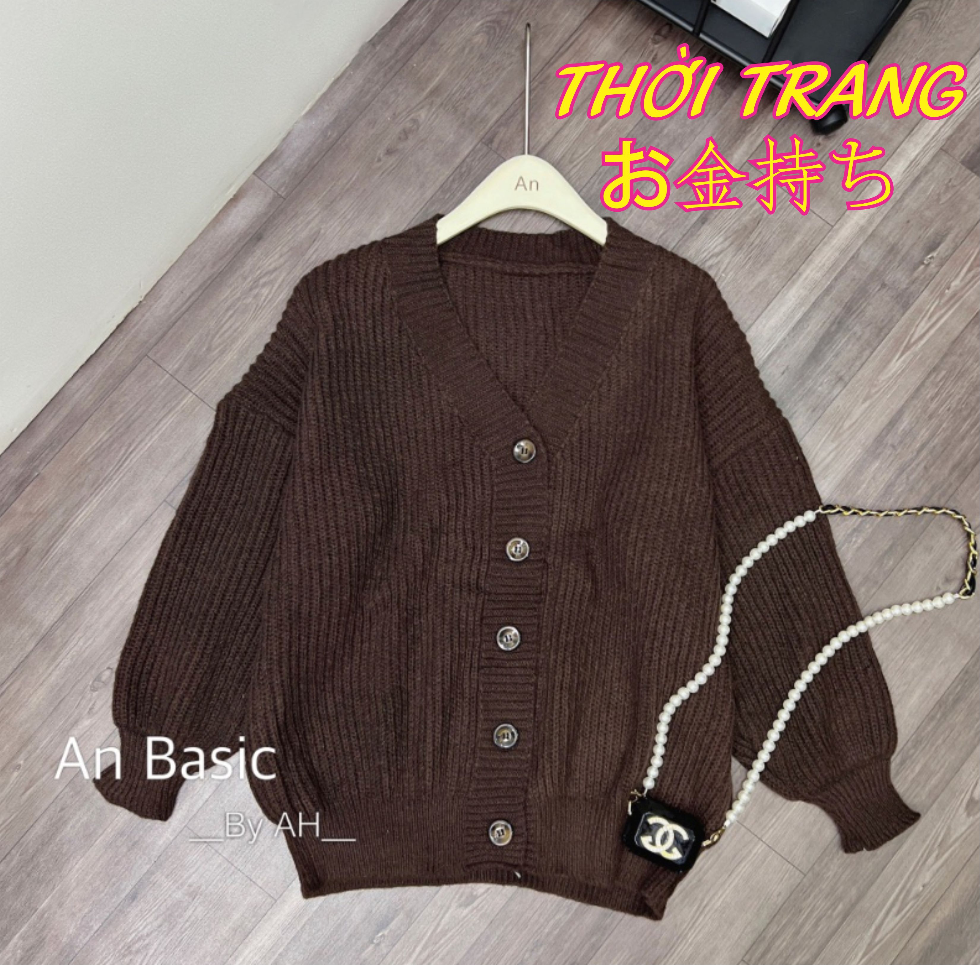 SẴN Áo khoác len cổ V cardigan có khuy 2 túi trước oversize trùm mông ulzzang thu đông 171