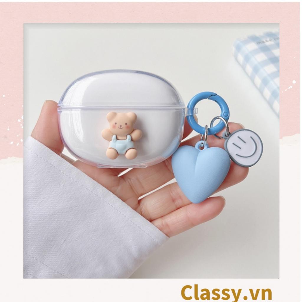 Móc khóa Classy, móc đeo điện thoại trái tim đính kèm mặt cười màu pastel, móc khóa balo, điện thoại PK1539