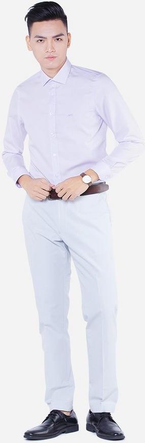 Áo sơ mi nam dài tay ALIGRO cổ bẻ dáng ôm body 100% chất liệu cotton tím nhạt ALGS150