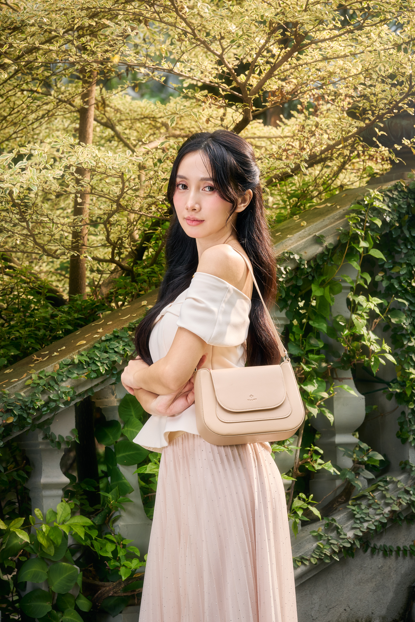 Túi Yuumy ( Thời trang nữ nắp gập bo viền tối giản size 22-  Túi đeo vai da Seasand YN342 )