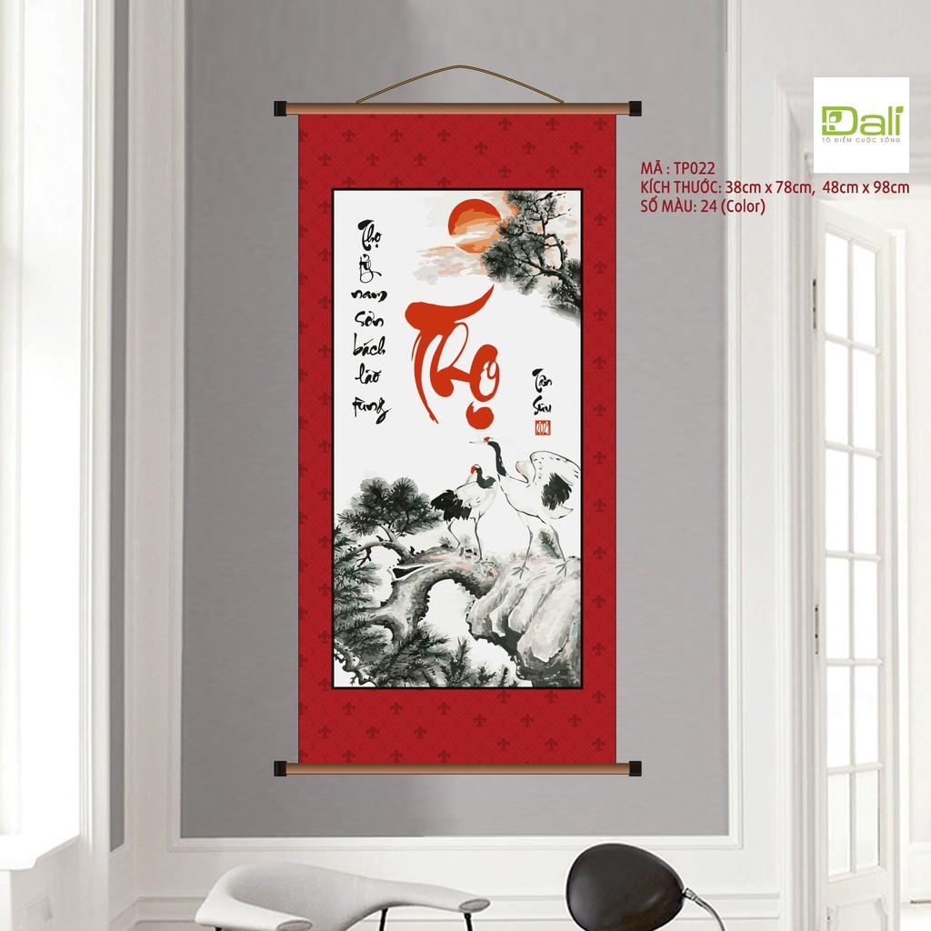 Tranh tô màu số hóa DALI Tranh Thư pháp Thọ TP022