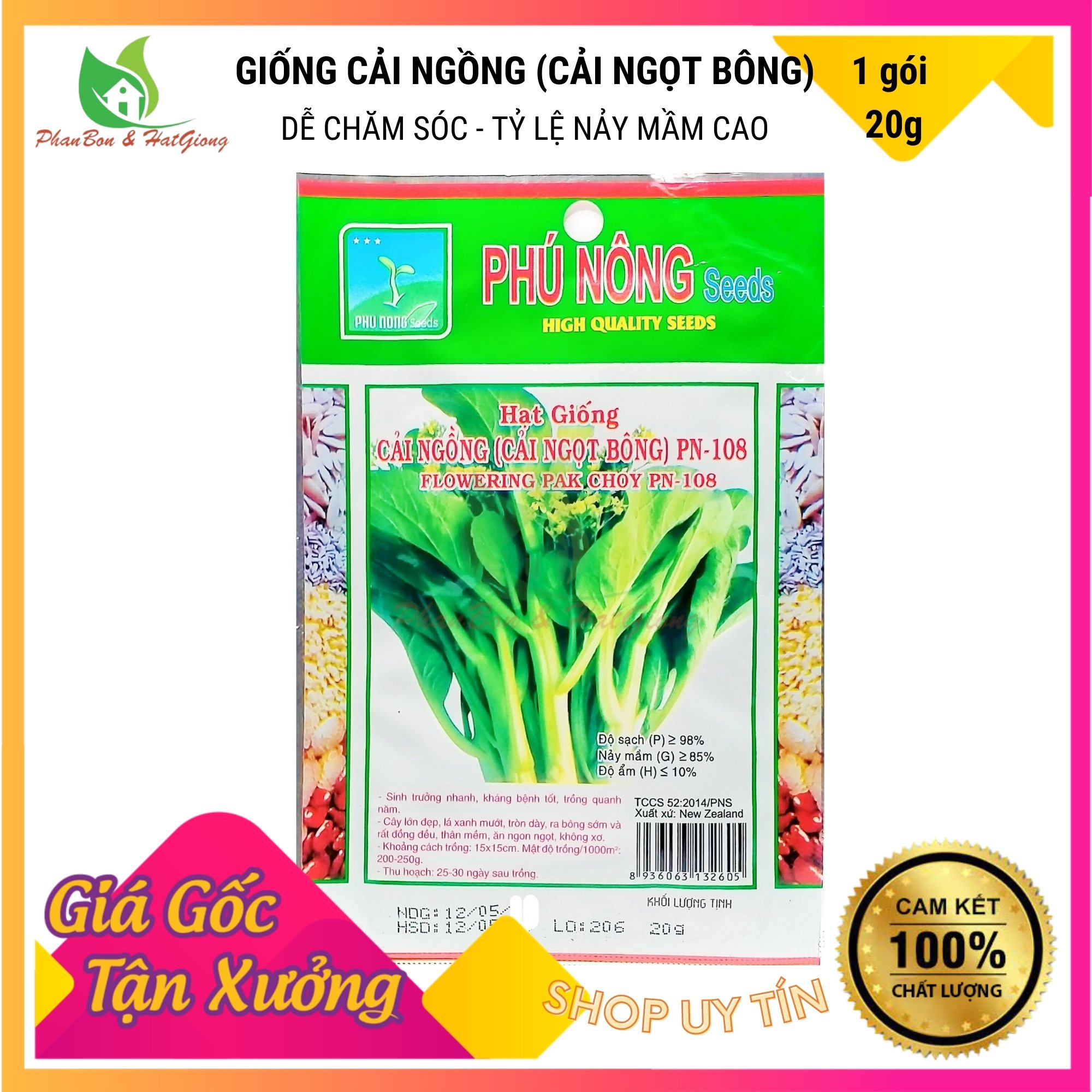 Hạt Giống Rau Cải Ngồng 20Gr - Phú Nông Seeds - Shop Phân Bón và Hạt Giống