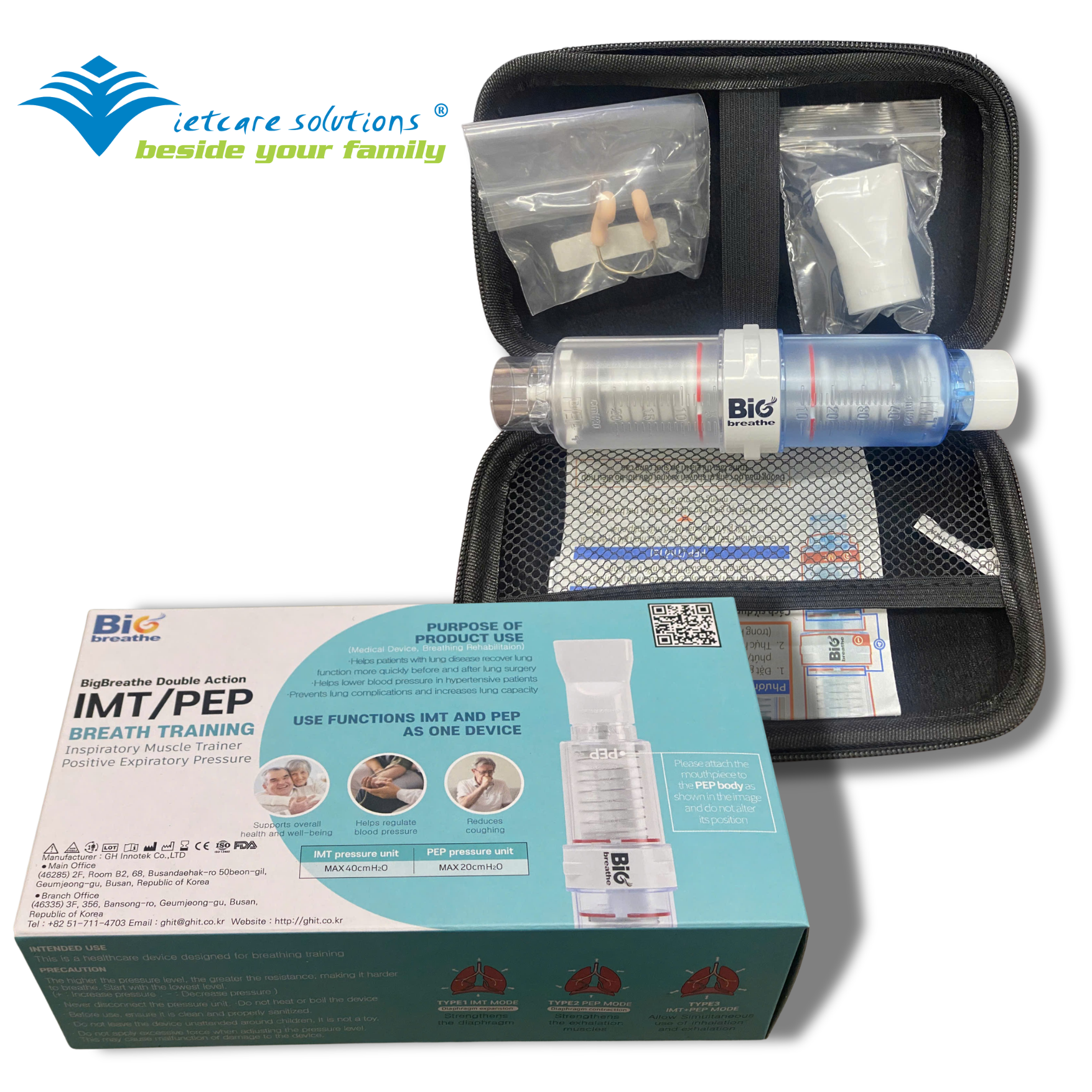 Dụng cụ tập hít thở hoạt động kép IMT/PEP