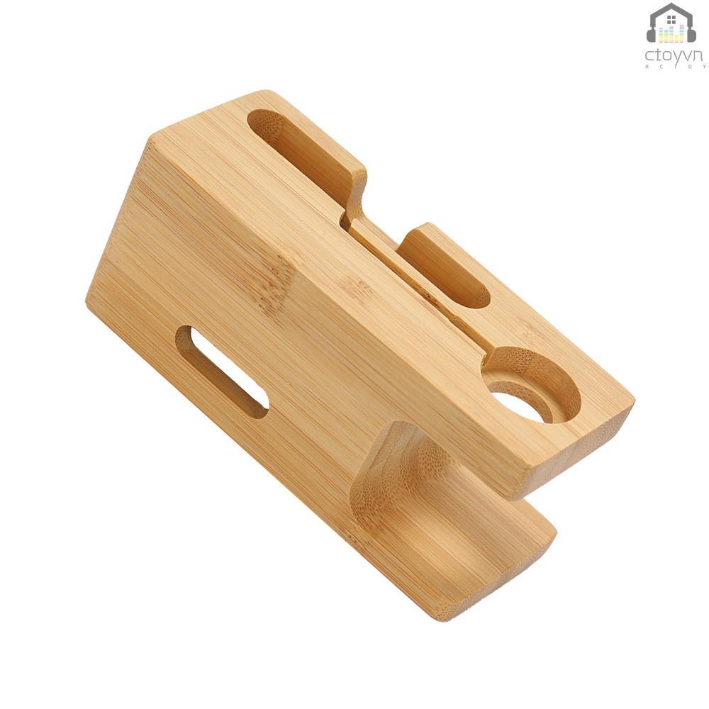 Đế sạc bằng tre để bàn cho đồng hồ thông minh iWatch iPhone