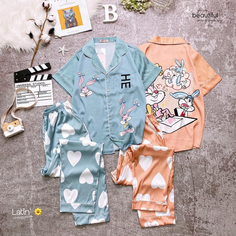 Freeship Đồ Mặc Nhà Pijama Lụa Latin TN Quần Dài Freesize - HÀNG CAO CẤP