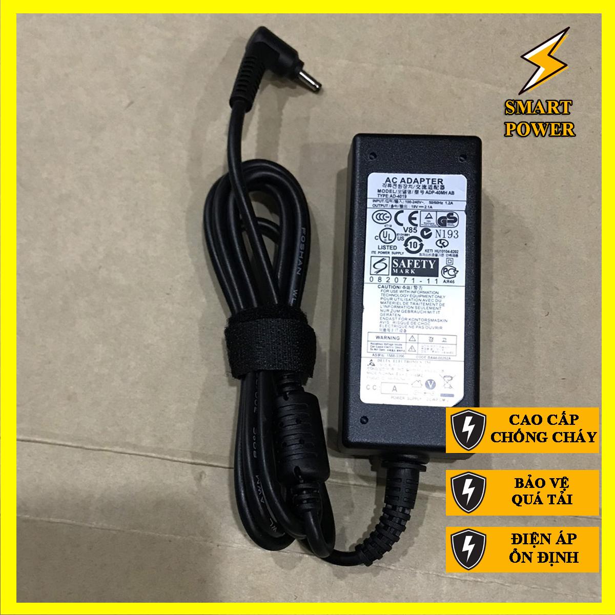 Sạc dành cho laptop Samsung 19V 2.1A 40W AD-4019A AC Adapter for ATIV Book 5/ Book 9 - Sạc Zin - Hàng Chính Hãng