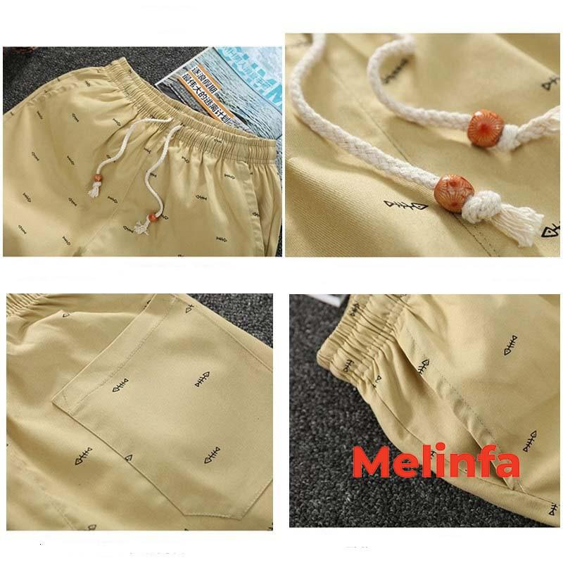 Quần short nam mùa hè vải thô cotton họa tiết phong cách Hàn Quốc mã VAQ0125