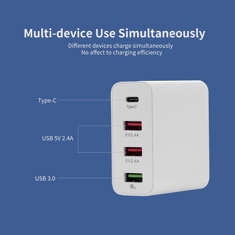 Sạc nhanh 4 cổng USB cho điện thoại,máy tính, iPad có cổng sạc Type-C&lỗ đôi đa năng