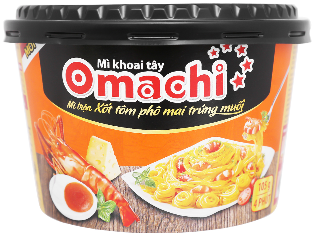 Thùng 12 hộp mì trộn Omachi xốt tôm phô mai trứng muối 105g