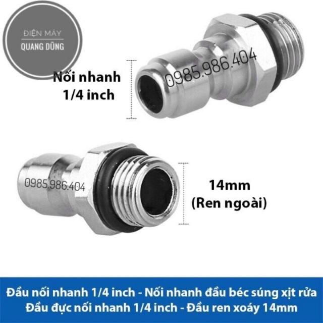 Đầu đực nối nhanh 1/4 inch - Nối súng phun với béc xịt rửa, bình phun bọt tuyết máy xịt rửa áp lực cao