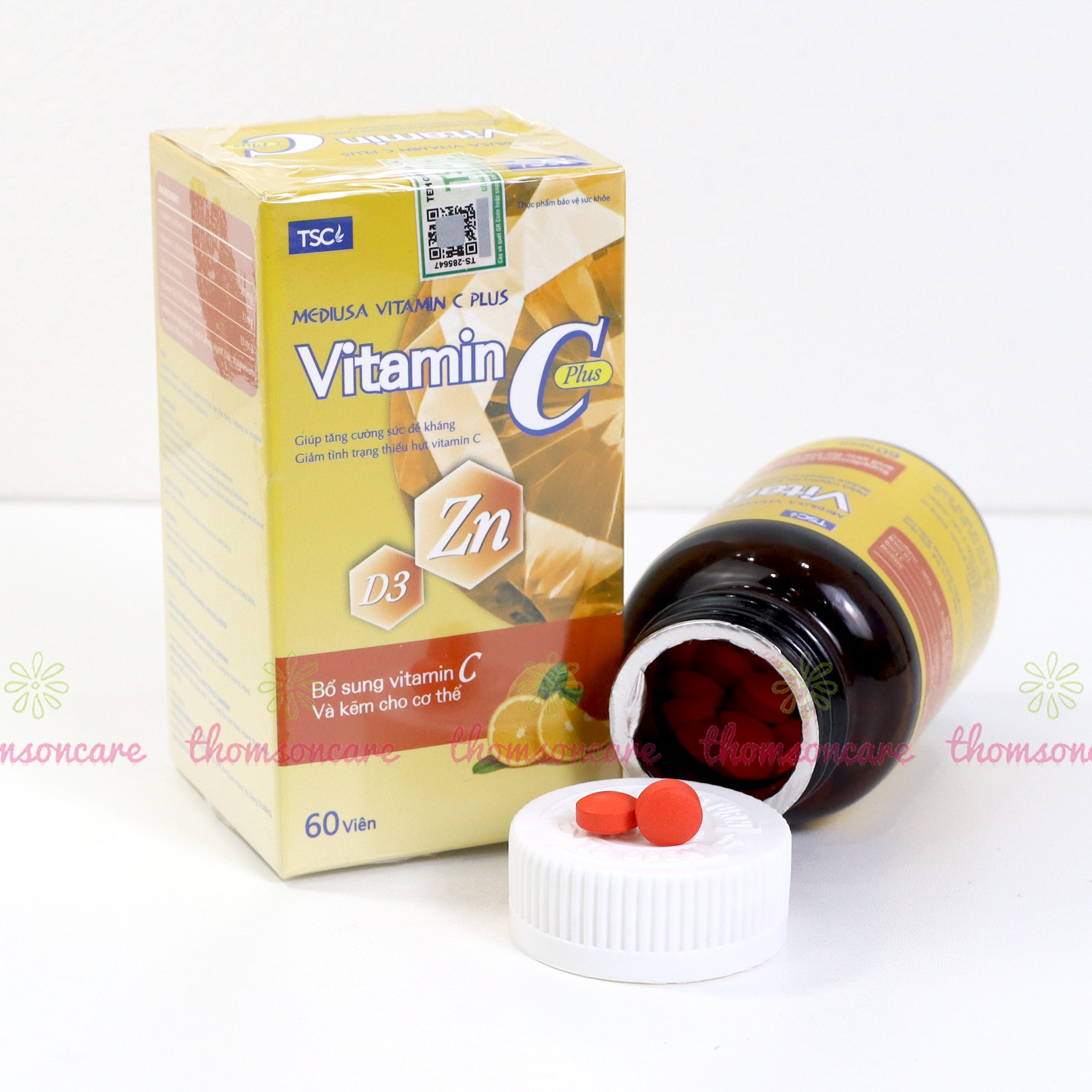 Combo viên uống nội tiết tố Lcystine 60v, Vitamin E đỏ vỉ Sano 30v, Vitamin C có thêm kẽm 60v - Giúp bổ sung nội tiết tố tóc khỏe đẹp da , bổ sung Vitamin C và kẽmThomsoncare