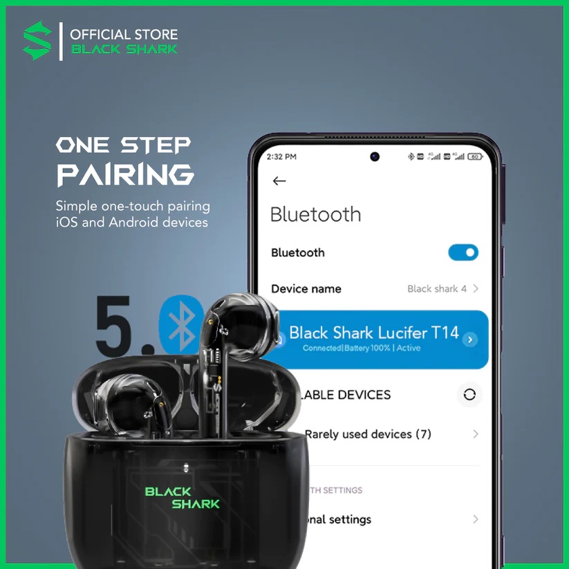 [Hàng Nhập Khẩu] Tai Nghe Bluetooth TWS Xiaomi Black Shark Lucifer T14 【2 mic khử ồn ◆ Sử dụng tới 24h】