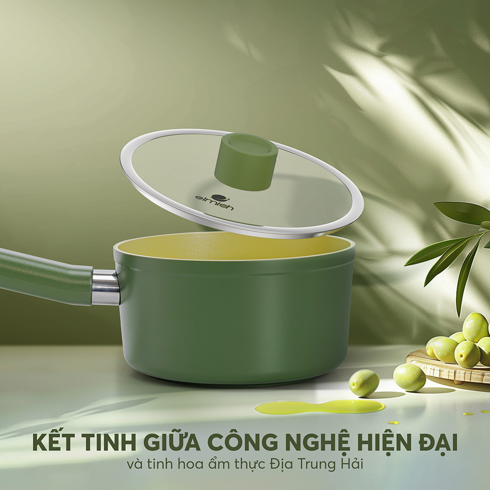 Quánh phủ sứ an toàn Elmich Olive EL-5523OV16 size 16cm