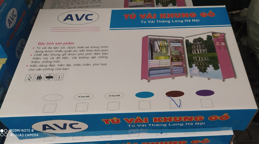 Tủ vải đựng quần áo khung gỗ 2 BUỒNG