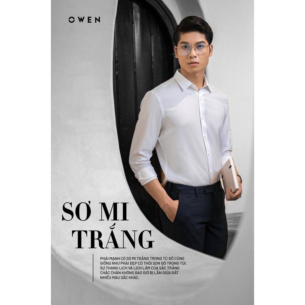 OWEN - Áo sơ mi trắng dài tay KHÔNG TÚI dáng Regular sợi Recycle mã AR221560D- OWEN Flagship Store