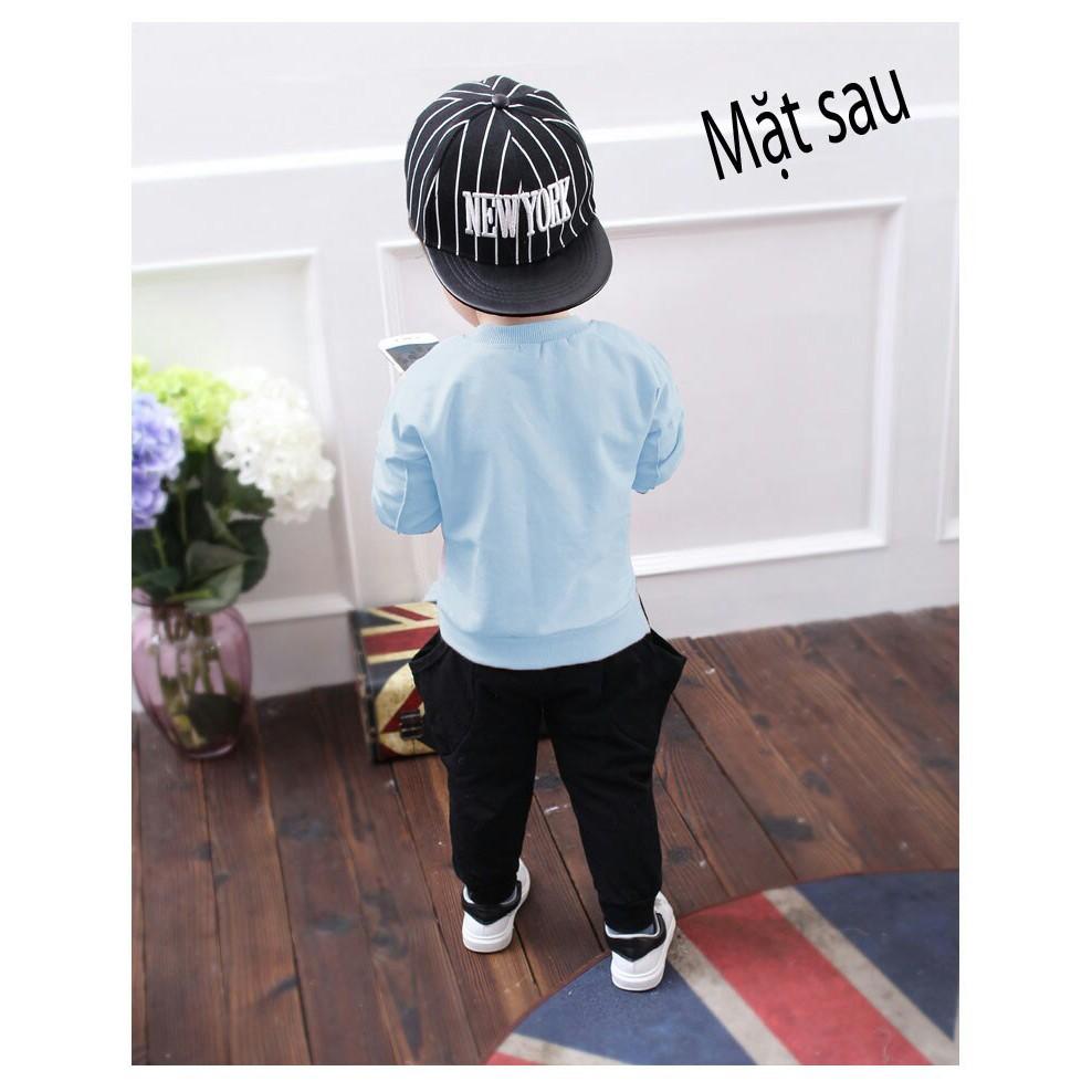 Bộ quần áo dài ấm áp cho bé trai, hình thêu, may lệch tà sành điệu - Quần áo trẻ em - SockiMall